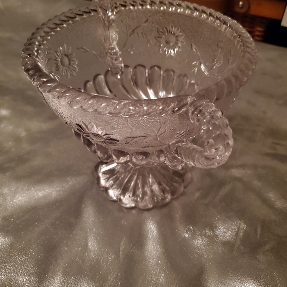 EDWARD MOORE 1887 2 HANDLED SUGAR/TAZZA FROSTED WITH THISTLES & DAISIES - Picture 6 of 10